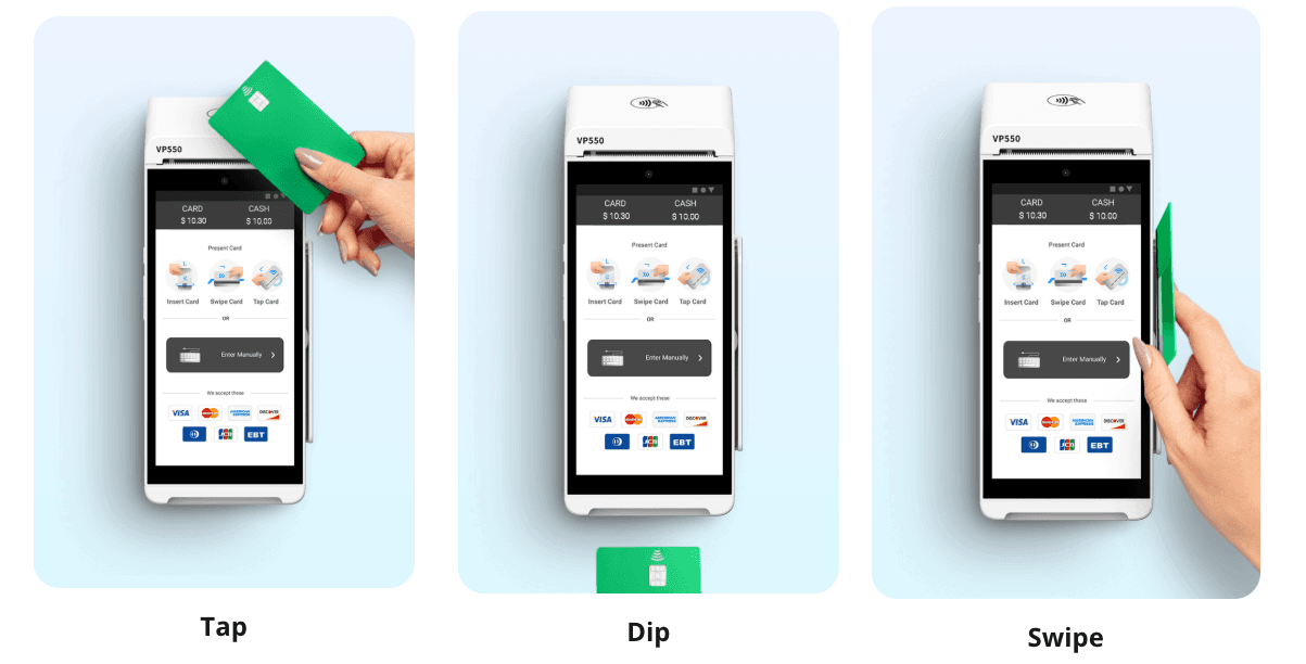 Valor VP550 — tap, dip, and swipe payments